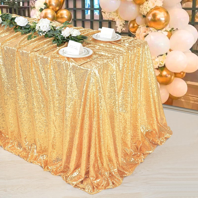 SoarDream Gold Sequin Tablecloth 60x102 inch Sparkly Rectangle Glitter Table Linen Wedding Sequin Tablecloths Party Banquet Decorations - Image 4